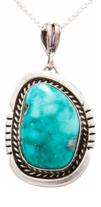Navajo Native American Kingman Turquoise Pendant Necklace by Platero SKU232485
