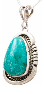 Navajo Native American Kingman Turquoise Pendant Necklace by Platero SKU232488