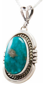Navajo Native American Kingman Turquoise Pendant Necklace by Platero SKU232489