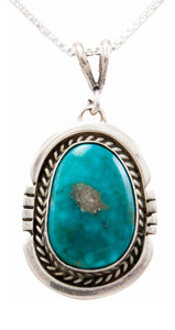 Navajo Native American Kingman Turquoise Pendant Necklace by Platero SKU232489