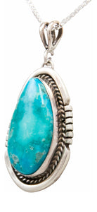 Navajo Native American Royston Turquoise Pendant Necklace by Platero SKU232490