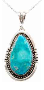 Navajo Native American Royston Turquoise Pendant Necklace by Platero SKU232490