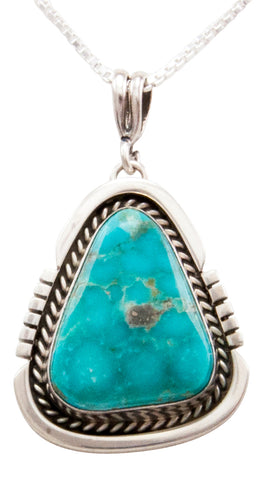 Navajo Native American Kingman Turquoise Pendant Necklace by Platero SKU232498