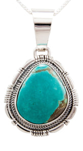 Navajo Native American Kingman Turquoise Pendant Necklace by Spencer SKU232506