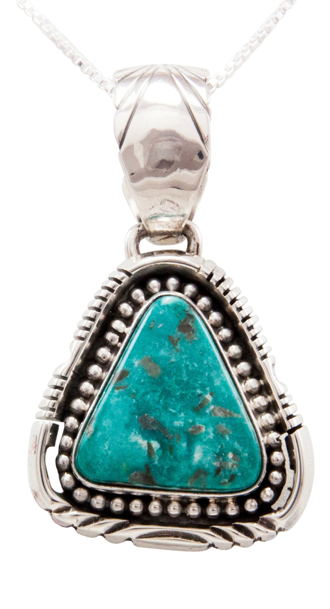 Navajo Native American Kingman Turquoise Pendant Necklace by Spencer SKU232509