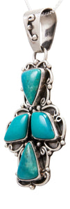 Navajo Native American Kingman Mine Turquoise Pendant Necklace SKU232564
