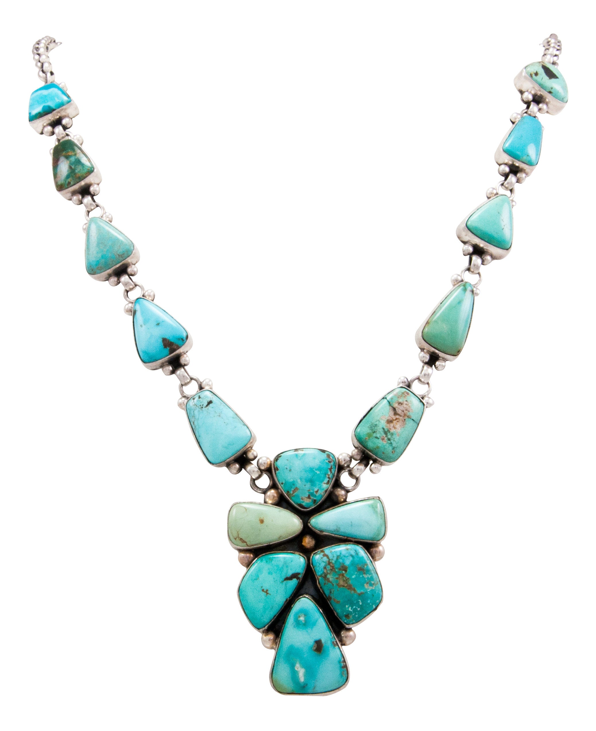 Navajo Native American Blue Moon Turquoise Necklace by Bea Tom