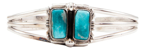 Navajo Native American Fox Mine Turquoise Bracelet by Eddie Spencer SKU232634