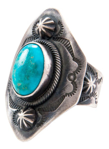 Navajo Native American Turquoise Mountain Turquoise Ring Size 10 3/4 SKU232657