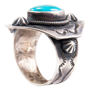 Navajo Native American Turquoise Mountain Turquoise Ring Size 10 3/4 SKU232657