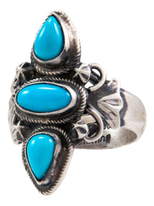 Navajo Native American Kingman Turquoise Ring Size 10 1/4 by Johnson SKU232660