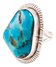 Load image into Gallery viewer, Navajo Native American Apache Blue Turquoise Ring Size 6 1/2 by Skeets  SKU232755