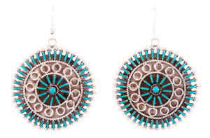 Zuni Native American Needlepoint Turquoise Earrings by Philander Gia SKU232802