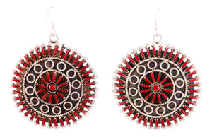 Zuni Native American Needlepoint Red Coral Earrings by Philander Gia SKU232808