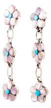 Load image into Gallery viewer, Zuni Native American Turquoise and Pink Shell Flower Earrings by Lowsayate SKU232810