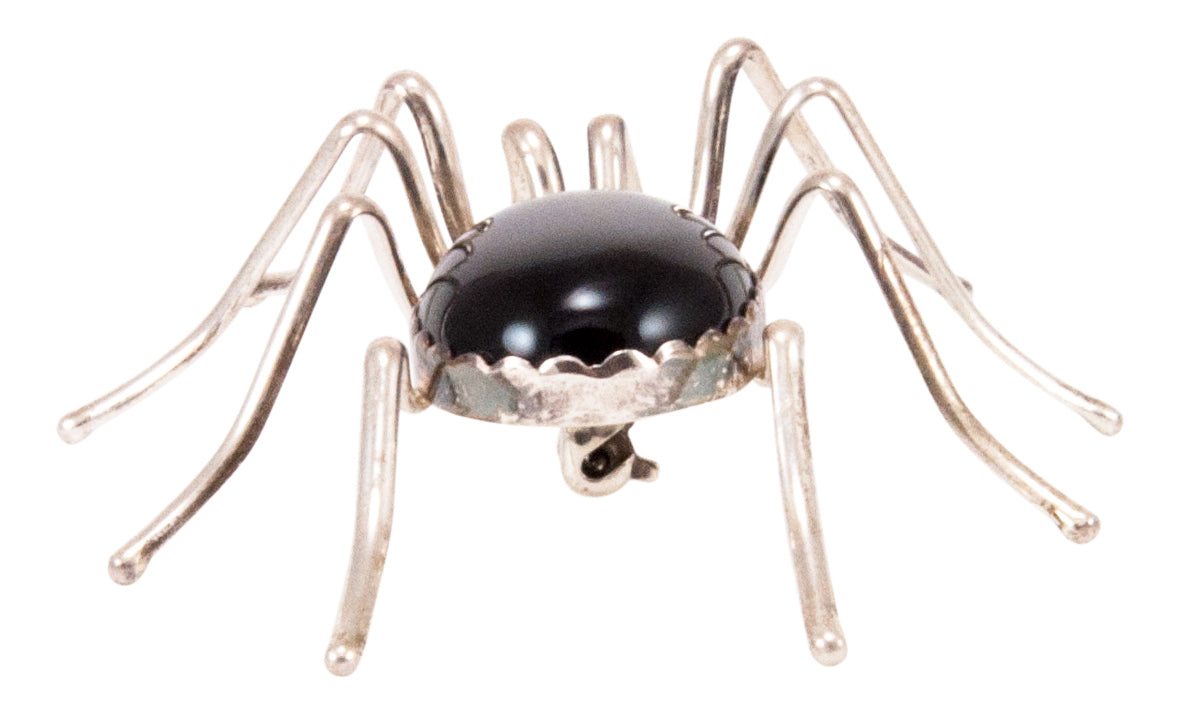 Vintage silver black onyx spider brooch – Serpentinepdx