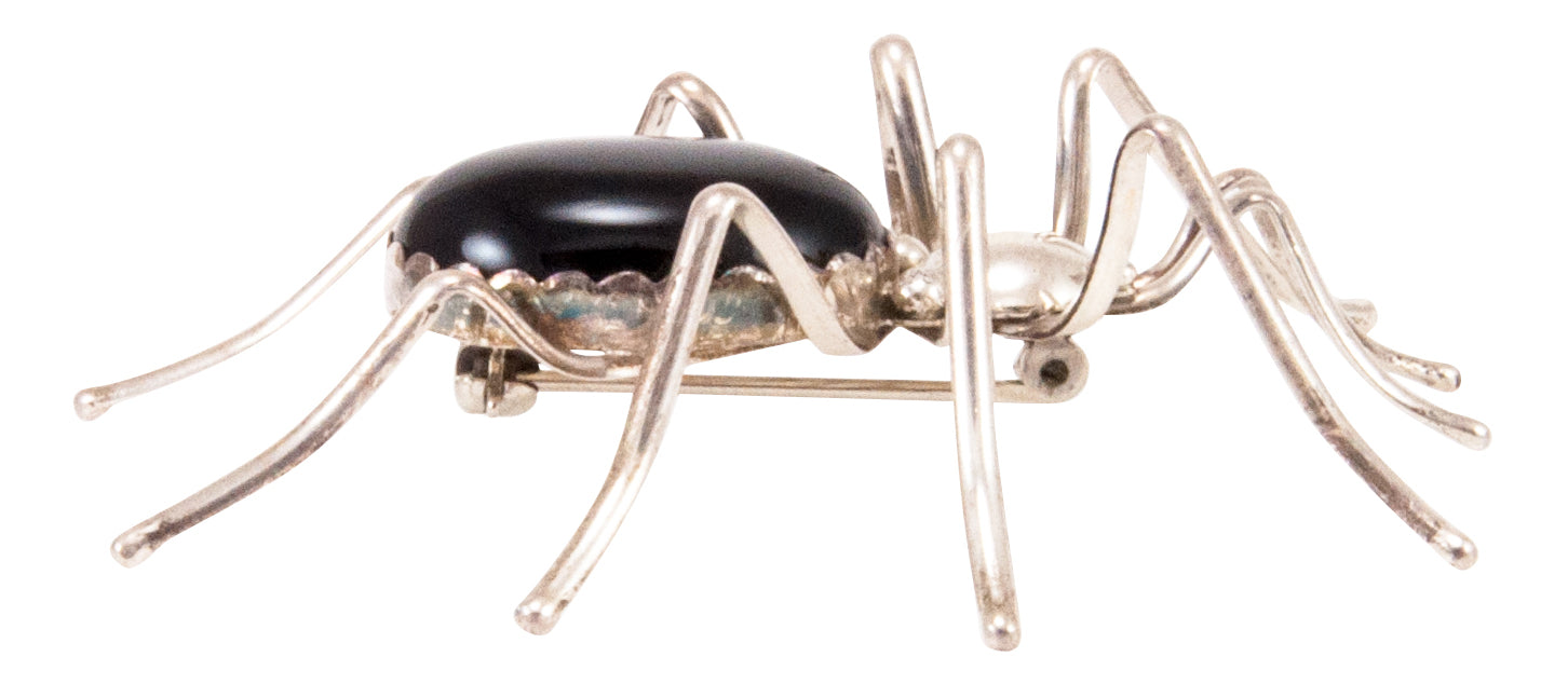 Vintage silver black onyx spider brooch – Serpentinepdx