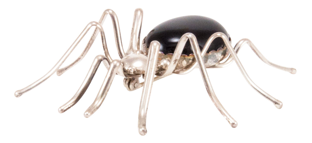 Navajo Native American Onyx Spider Pin by Effie Spencer SKU232850