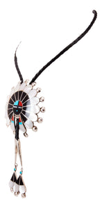 Zuni Native American Turquoise Inlay Sunface Bolo Tie by Lonjose SKU232852