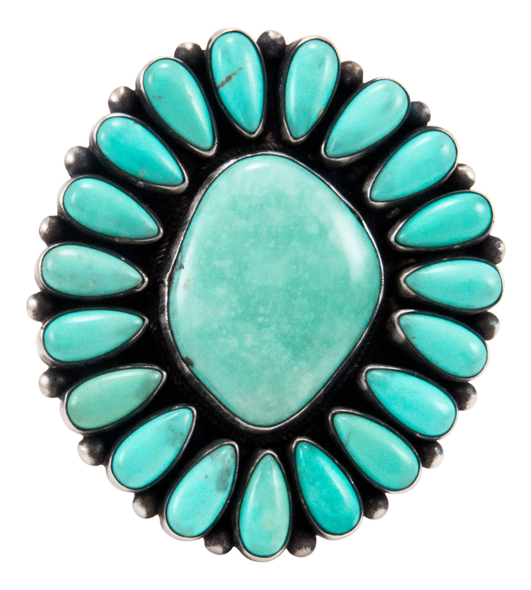 Navajo Native American Sonora Turquoise Cluster Ring Size 8 3/4 SKU232862