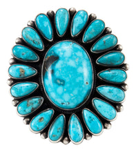 Load image into Gallery viewer, Navajo Native American Blue Moon Turquoise Cluster Ring Size 8 1/4 by Tom SKU232867