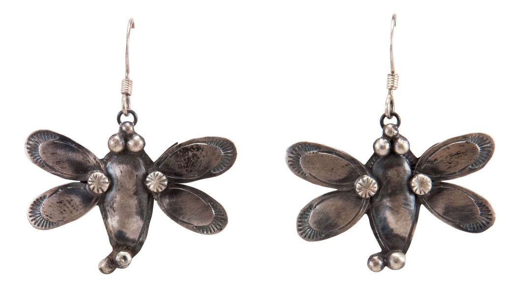 Navajo Native American Sterling Silver Dragonfly Earrings by Lee SKU232929
