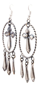 Navajo Native American Silver Repousse Earrings by Yazzie SKU232940