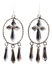 Load image into Gallery viewer, Navajo Native American Silver Repousse Earrings by Yazzie SKU232940
