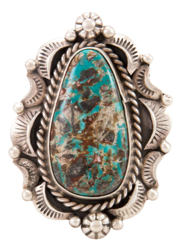 Navajo Native American Candelaria Turquoise Ring Size 10 by B Lee SKU232963