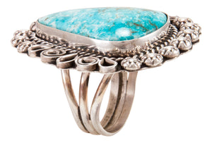Navajo Native American Candelaria Turquoise Ring Size 9 1/2 by Lee SKU232967