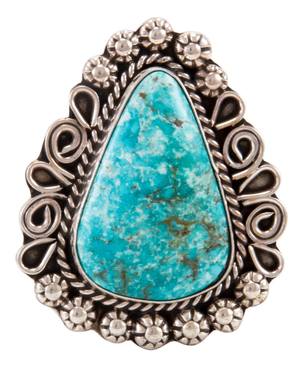 Navajo Native American Candelaria Turquoise Ring Size 9 1/2 by Lee SKU232967