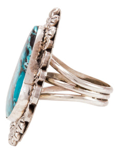 Navajo Native American Kingman Turquoise Ring Size 9 1/2 by B Lee SKU232969