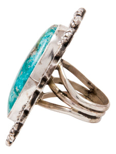 Navajo Native American Kingman Turquoise Ring Size 7 1/2 by Lee SKU232998