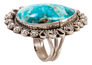 Navajo Native American Candelaria Turquoise Ring Size 9 1/4 by Lee SKU233001