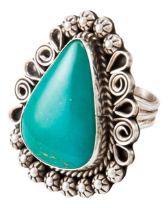 Navajo Native American Kingman Turquoise Ring Size 8 3/4 by Lee SKU233002