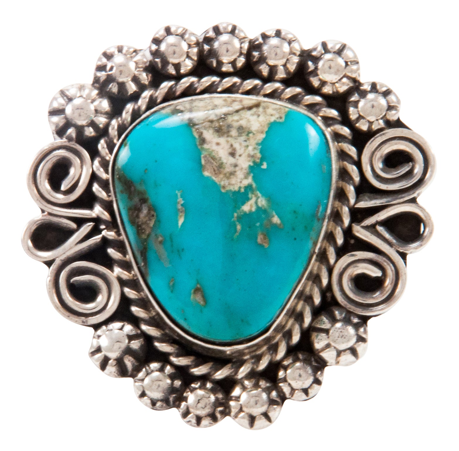 Navajo Ring Kingman Turquoise W/pyrite Size 10.5 Sterling 