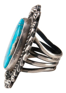 Navajo Native American Kingman Turquoise Ring Size 5 3/4 by Johnson SKU233012