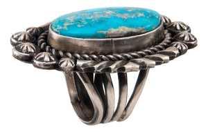 Navajo Native American Kingman Turquoise Ring Size 5 3/4 by Johnson SKU233012