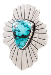 Navajo Native American Blue Gem Turquoise Ring Size 7 by Livingston SKU233021