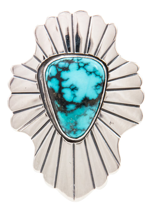 Navajo Native American Blue Gem Turquoise Ring Size 7 by Livingston SKU233021