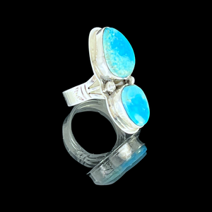 Navajo Native American Kingman Turquoise Ring Size 7 by Lyle Piaso SKU 233041