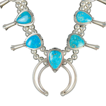 Load image into Gallery viewer, Navajo Native American Kingman Turquoisoe Squash Blossom Necklace SKU 233048