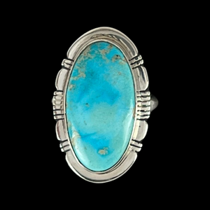 Navajo Native American Kingman Turquoise Ring Size 7 3/4 by Sanchez SKU 233052
