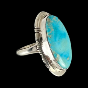 Navajo Native American Kingman Turquoise Ring Size 7 3/4 by Sanchez SKU 233052