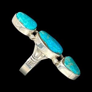 Navajo Native American Kingman Turquoise Ring Size 7 3/4 by Secatero SKU 233053