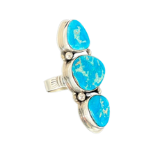 Load image into Gallery viewer, Navajo Native American Kingman Turquoise Ring Size 9 by Lyle Piaso SKU 233056