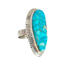 Load image into Gallery viewer, Navajo Native American Kingman Turquoise Ring Size 8 3/4 by Sanchez SKU 233057