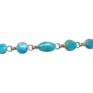 Navajo Native American Kingman Turquoise Link Bracelet by Lyle Piaso SKU 233062