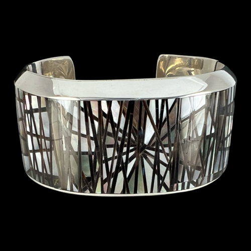 Zuni Native American Mother of Pearl Inlay Cuff by Colin Coonsis SKU 233075