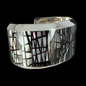Zuni Native American Mother of Pearl Inlay Cuff by Colin Coonsis SKU 233075